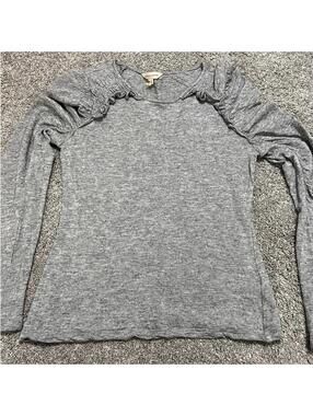 Rebecca Taylor Women's Gray Ruffle Knit Long Sleeve Shirt size XS